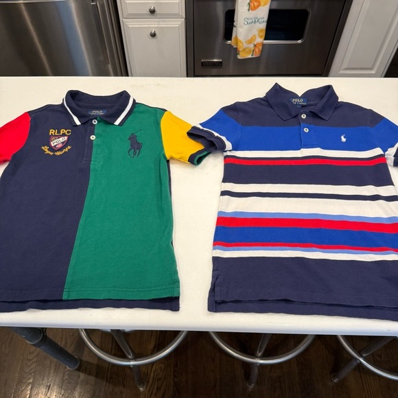 Ralph Lauren Boys LOT OF 2 Polo Shirts, 1- Color Block, 1 Blue Stripes Sz 7 - Picture 13 of 14